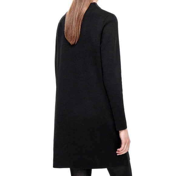 COS A-Line Midi-Length Mock Neck Minimalist Long Sleeve Dress, Black, Size XS - Picture 3 of 13